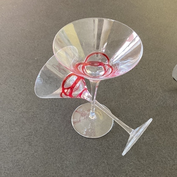 Pier 1 Martini Cocktail Cosmopolitan Drink Glass White Criss Cross Lines - Picture 3 of 3